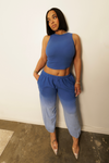 Blue Washed Tank & Sweatpants Set