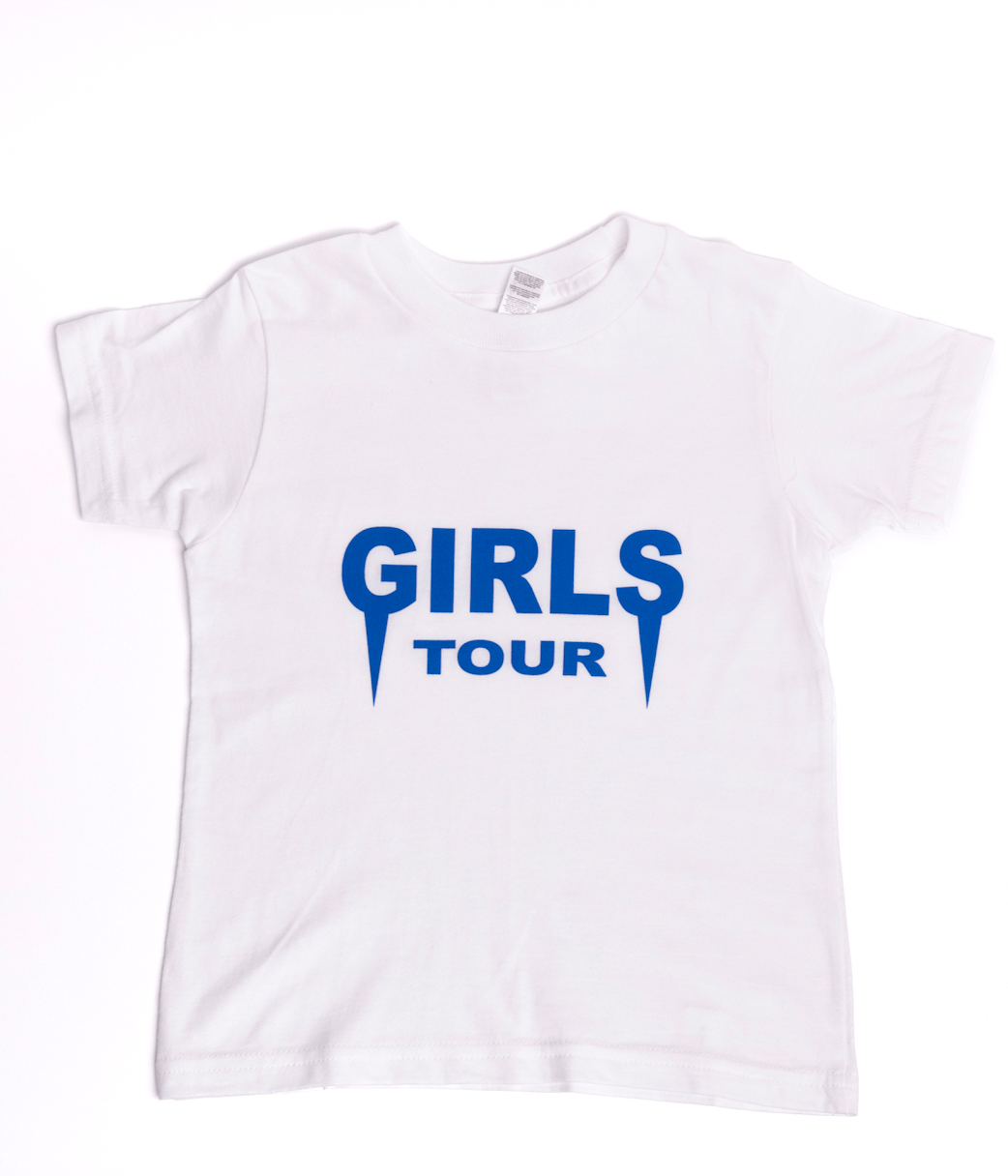 Girls Tour Kids Tee - White & Blue