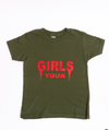 Girls Tour Kids Tee - Olive & Red