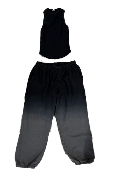 Black Washed Tank & Sweatpants Set