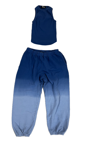 Blue Washed Tank & Sweatpants Set