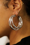 SIlver Triple Oversized Hoop