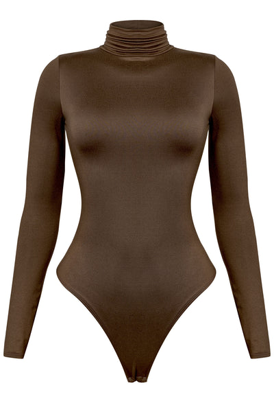 Alexa turtle neck bodysuit, Brown sugar – Fashionistar boutique