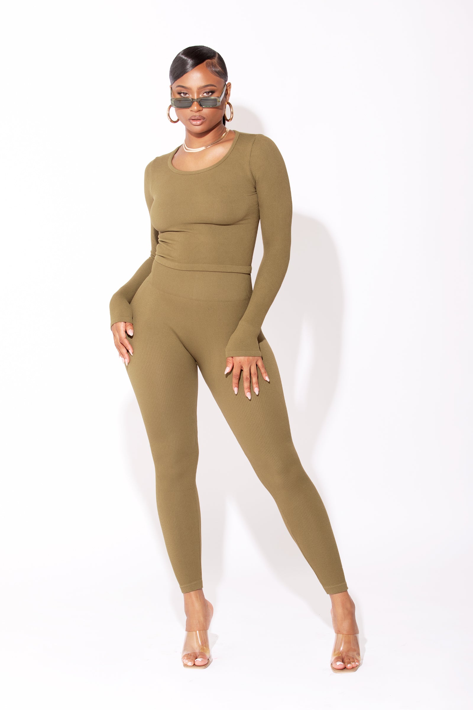 Olive Seamless Basic Leggings