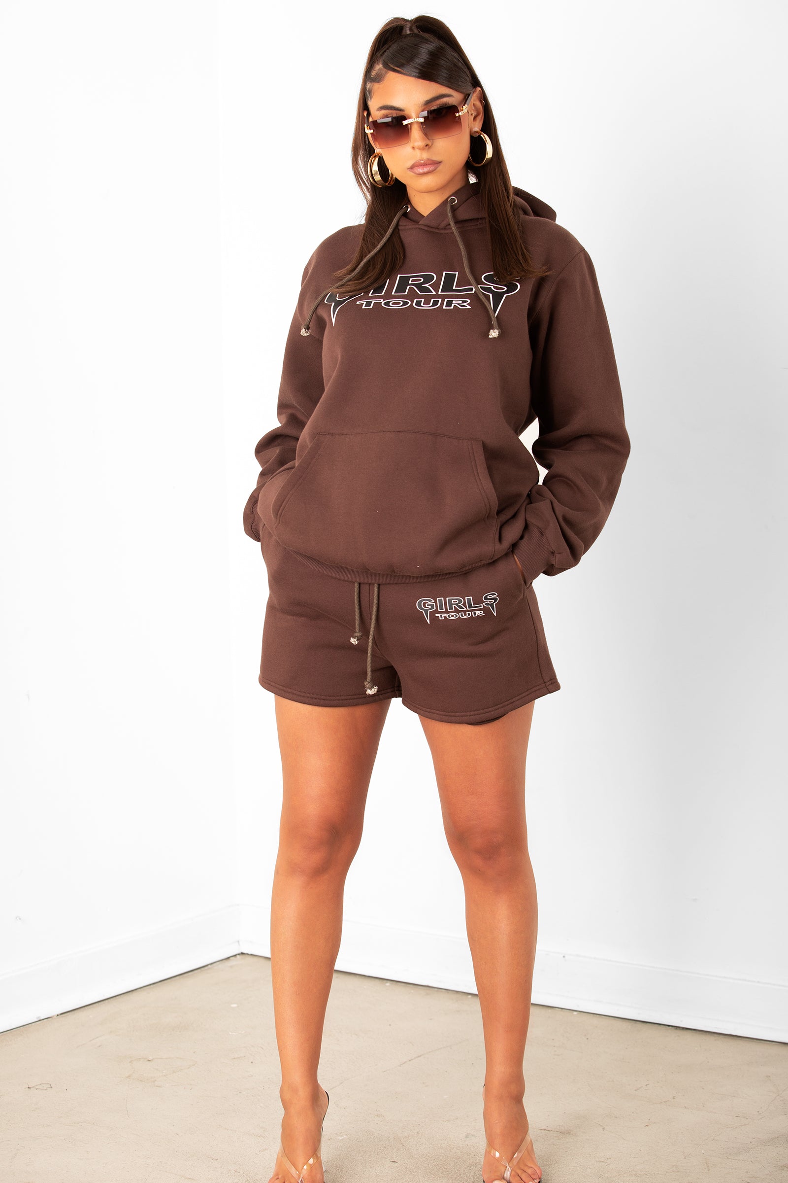 Brown Og Girls Tour Sweat Shorts - sosorella