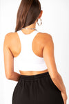 White Deep V Crop Ribbed Bralette